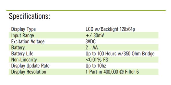 BHM specification sheet